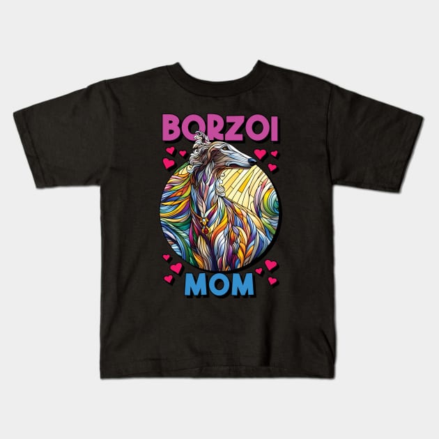 Borzoi mom, stained glass. I love borzois. Kids T-Shirt by MrPila